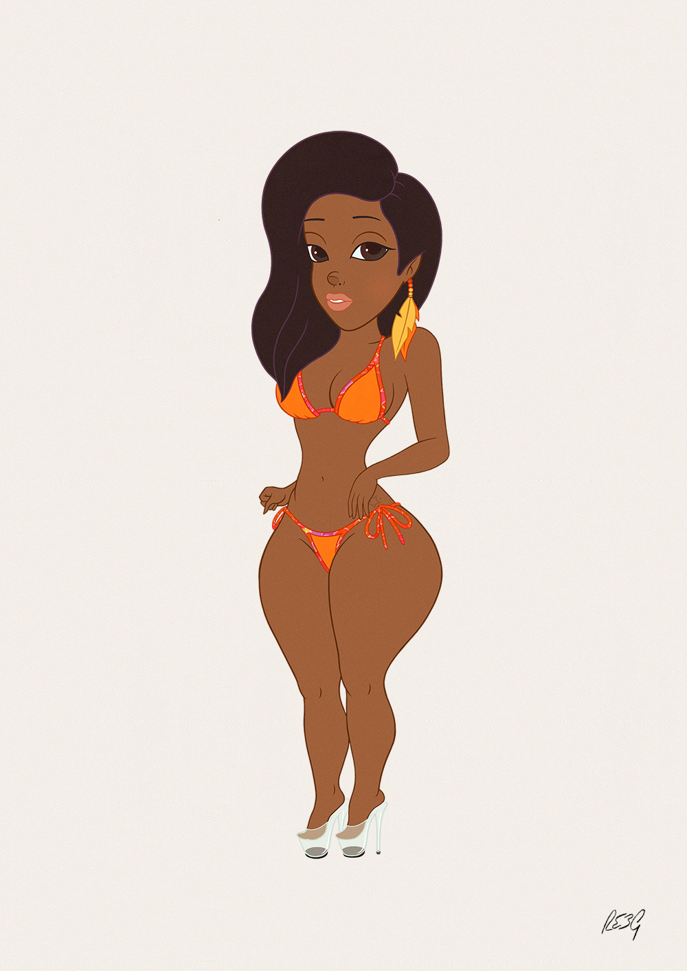 Ebony cartoon girls in bikini